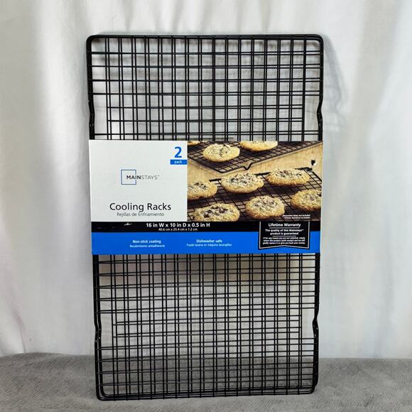 Mainstays Nonstick Carbon Steel Cooling Rack 10"x16" Black Set of 2 Rectangular - Picture 1 of 4